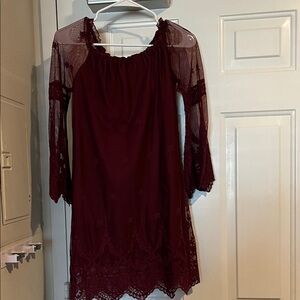Embroidered Burgundy Sheer Kimono Cardigan